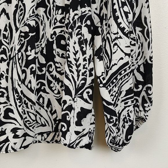 Lauren Ralph Lauren Black Label Paisley Micro Pleated Georgette Blouse Top - Picture 4 of 15